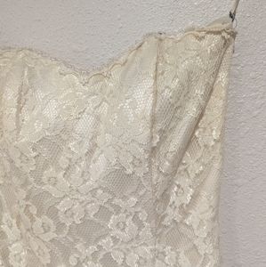 Gunne Sax Cream Lace Strapless Dress